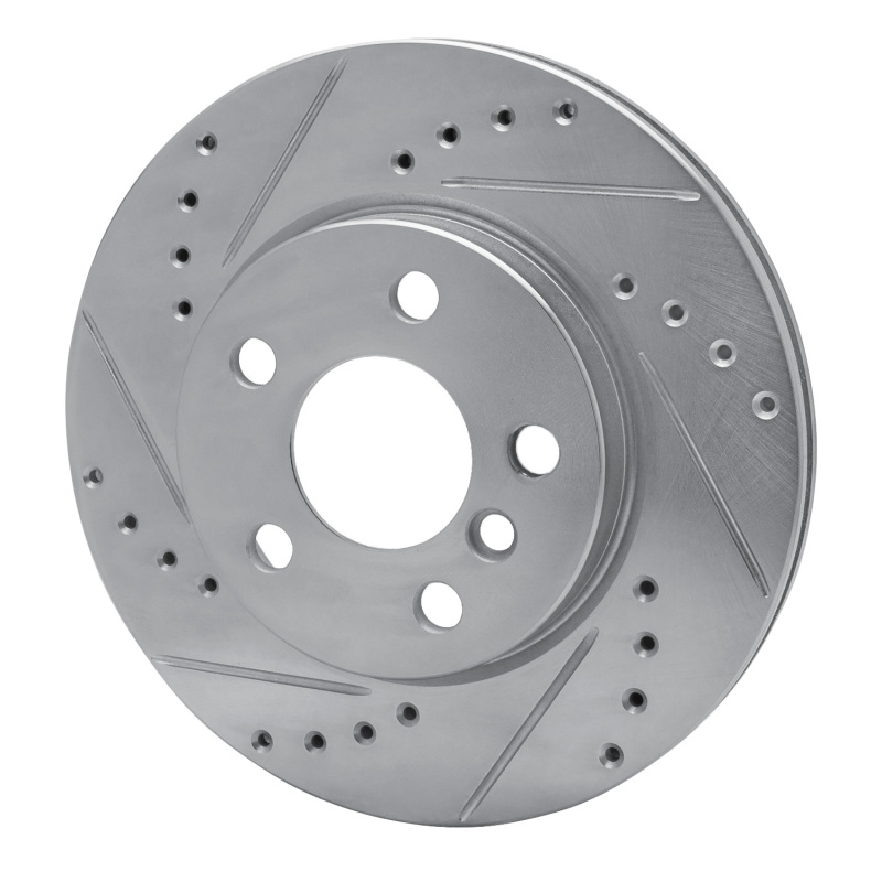 Mini Cooper Brake Rotor (1) - Front Left - R1 Concepts - Drilled & Slotted - Silver - `14-`24